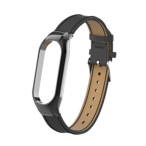 BDIG Replacement Strap for Mi Band 7, Soft Nylon Strap Wristband WatchBand Accessories for Mi Band 7, Leather Black - Image 3