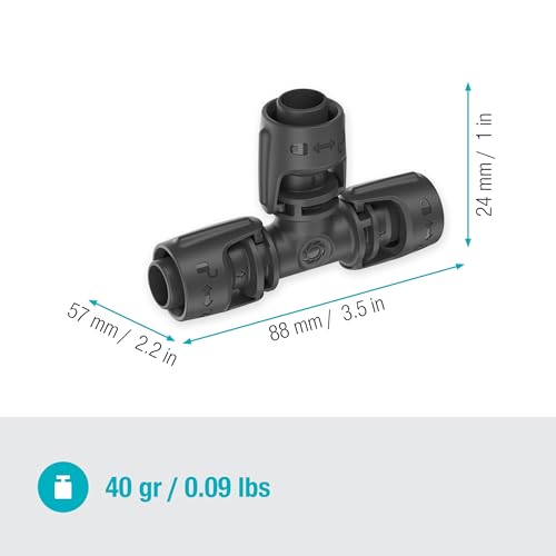 Gardena Micro-Drip-System T-Piece 13 mm (1/2 inch): Connector for 13 mm Connecting Pipes, T-Shaped Branch Connection, Automatic Irrigation, Reusable (13201-20)