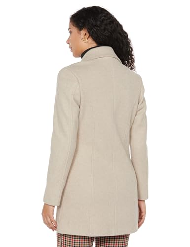 Image of Qube By Fort Collins Women's Semi-Long Tweed Coat with Knitted Finish - Elegant Winter Outerwear for Casual and Formal Looks