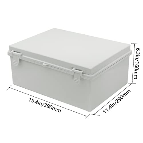 Zulkit IP65 Hinged Grey Project Box 15.4 x 11.4 x 6.3" and White Electrical Box 5.9 x 4.3 x 2.8"