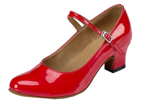 Chaussures danse de salon femme rouge sans douleur talon 5cm