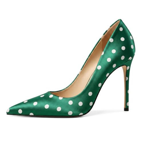 Image of Eldof Women's Classic Dress Pumps Shoes, Sexy Pointed Toe 4 inch Stiletto High Heels, Office Formal Slip On Size 5-13