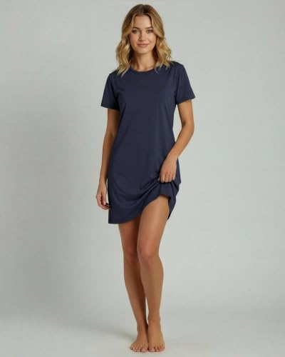 Image of Real Essentials 3 Pack: Women's Cotton Short Sleeve Nightgown Nightshirt Sleepshirt Ladies Sleepwear (Available in Plus Size)