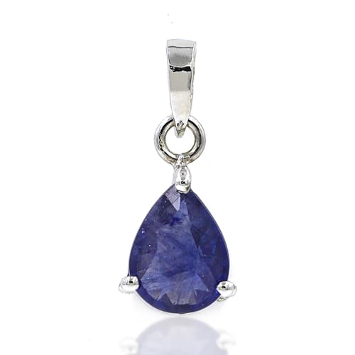 HIMALYA QUARTZ Pendant Necklace For Women 925 Sterling Silver Natural Indigo Kyanite Dainty Pendant Pear Shape Faceted Gemstone IKP-J/24-24
