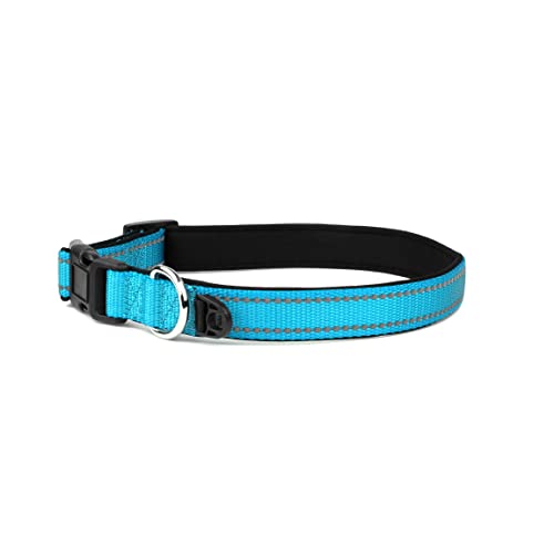 Garwor Collar reflectante para perros con acolchado de neopreno suave, etiqueta de identificación extra con anillo en D, hebilla ajustable de nailon, collares para mascotas para perros medianos (M,