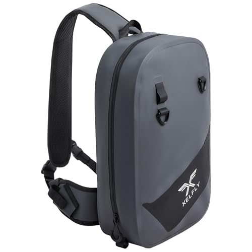 Xelfly Waterproof Fishing Sling Backpack Bag with Rod Holder, Gear Loops - Submersible Zipper...