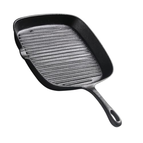 FRCOLOR Sartén Cuadrada de Hierro Fundido para Filetes Mango Integrado y Distribución Uniforme del Calor, Adecuado para Camping al Aire Libre y Uso Doméstico