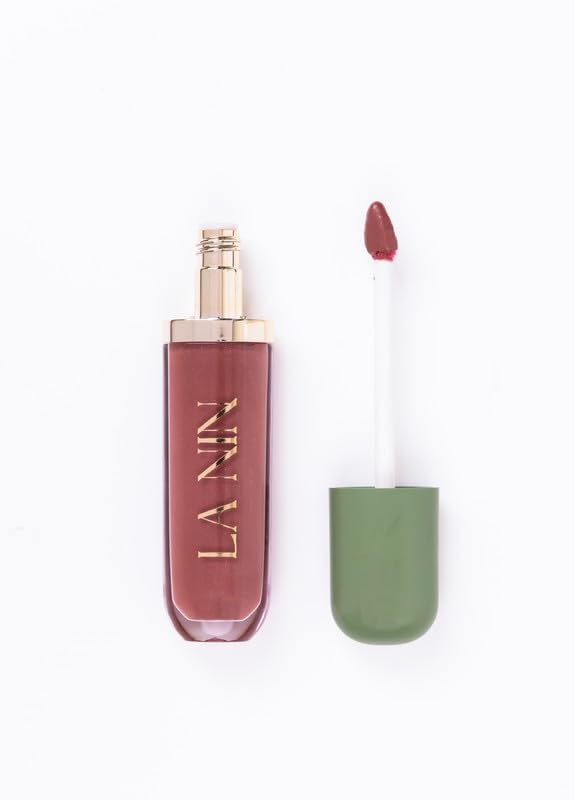 Image of La Nin Skinny Dip Peptide Infused Lip Oil Barely Behaving | Warm Nude Shimmer for Women | Hydrating Glossy Lip Oil | Non Sticky Nourishing Lip Care | 6 ml
