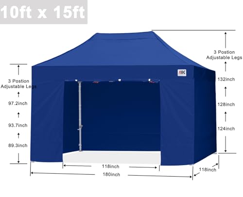 Image of ABCCANOPY Commercial Pop Up Canopy Tent with Sidewalls 10X15,Navy Blue