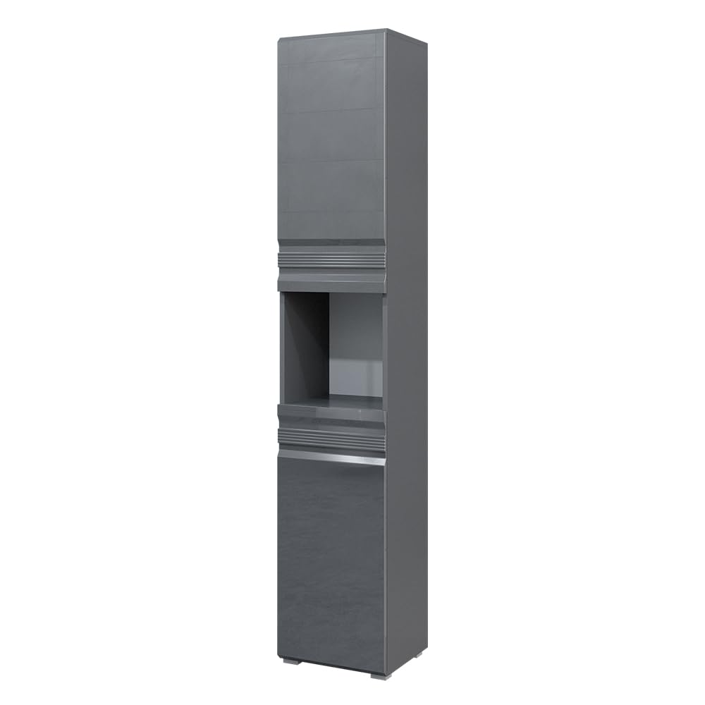 Vicco Bathroom cabinet Fredd, Anthracite high gloss, 36.4 x 190.5 cm