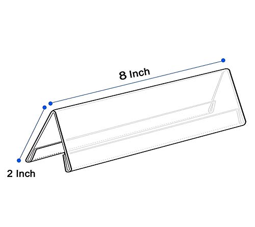Image of JBM MART Clear Acrylic Desk Name Plate Holder, 2-Sided V-Shaped Display Stand, 8x2 Inch, 2 Piece, for Office, Business, Weddings, Restaurants