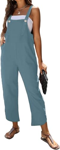 Image of AMEBELLE Women's Sleeveless Cotton Linen Overalls Rompers Baggy Wide Leg Jumpsuits