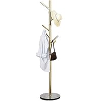 Jolitac Metal Coat Rack Stand Satin Steel Finish Stable Marble Base, High-Grade with Hooks Metal Tree Hat & Coat Hanger Floor Free Standing Wall Bedroom Easy Assembly