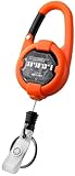 Ciwuzxs Retractable Keychain, Heavy Duty Carabiner Badge Holder, Tactical ID Badge Reel with 32” Steel Retractable Cord, 10 OZ with Badge Strap and Key Ring (Orange, 1 Pack)