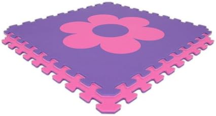 8' x 8' (16 pieces) Pink / Purple Flowers Economy Reversible SoftFloors Interlocking Comfortable EVA Foam Rubber