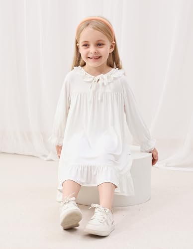 Toddler Girls Long Sleeve Nightgown Cute Ruffle Girl Sleepshirt Viscose from Bamboo Princess Sleepwear Pajamas4