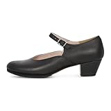 Miguelito 1710 Women's Folklorico Flamenco Dance Shoes with Nails, Leather, 5cm Heel, 7.5 US, 25 MX, Black