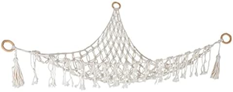 Toyvian Toy Hammock Boho Woven Cotton Rope Net, Stuffed Animal Teddy Storage Net Bedroom Storage Organizer Net Decorative Hanging Storage Unit for Bedroom Livingroom (White)