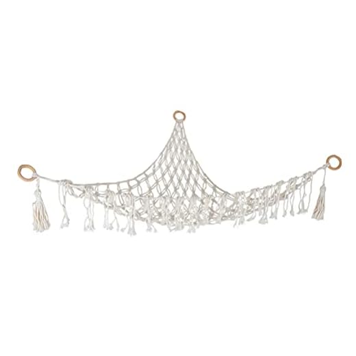 Toyvian 1Pc Vävd Bomullsrep Nätet Vägghörn Dekorativa Nätet Teddy Mjuk Fylld Leksak Lagring Hammock Lagring Hängande För Sovrum Li (Vitt)