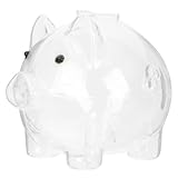ibasenice Clear Glass Piggy Bank 5.51X4.13X3.54In Pig Shaped Money Pot Decorative Saving Jar for Kids and Adults Desktop Coin Holder