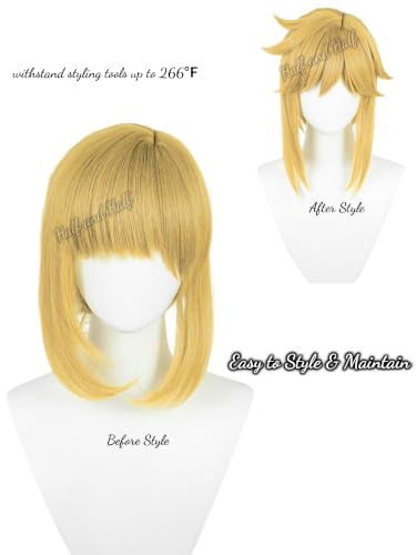 Image of Half and Half Short Blonde Anime Cosplay Wig for Men Golden Spiky Layered Game Male Wig with Bangs for Women Unisex Halloween Party Costumes