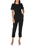 Eliza J Women's Petite Waist TIE Balloon Sleeve Jumpsuit, Black, 0P
