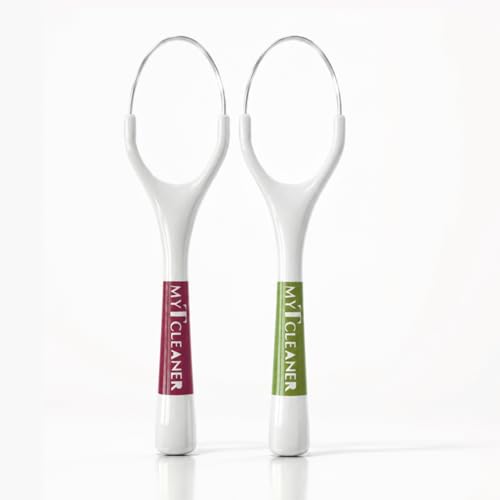 Image of MyTCleaner | Tongue Cleaner for Adults | Stainless Steel Tongue Scraper | Helps Freshen Breath & Supports Oral Hygiene | Rust-Free | Dentist-Designed | Pack of 2 (Olive Green & Maroon)