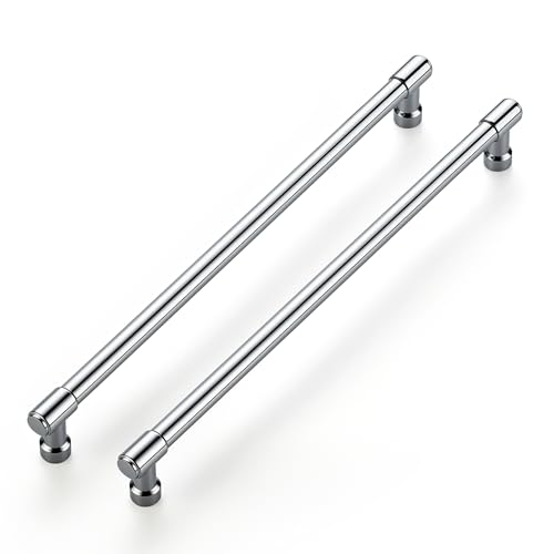 Image of Ravinte 2 Pack 10 Inch Hole Center Solid Kitchen Cabinet Handles Polished Chrome Dresser Pulls Cabinet Drawer Pulls for Kitchen Cupboard Hardware
