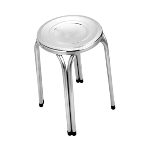 Taburete redondo apilable de acero inoxidable, uso comercial, fácil de limpiar, multiusos, 42 cm de altura, ideal para cocina y comedor - imagen 6