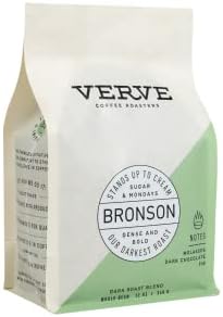 Verve Coffee Roasters Whole Bean Coffee Bronson Blend | French Dark Roast, Direct Trade, Resealable Pouch | Enjoy Hot or Cold Brew | Ideal for French Press | 12oz Bag