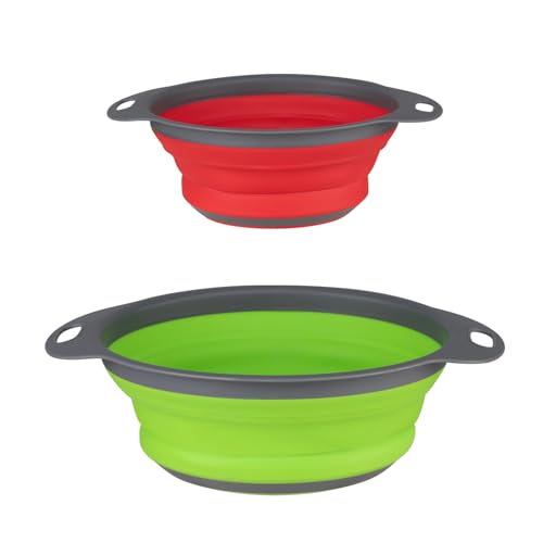 Aruicheng Colander Silicone Strainer Collapsible Food Colanders Pasta Colander Kitchen Strainer for Wash Vegetables and Fruits 2 Pcs