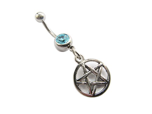 Pentagram Charm Belly Ring, Wiccan Jewelry, Pentagram Pendant Body Jewelry, Witchcraft Jewelry, Opal Belly Ring, Witch Jewelry, Boho Jewelry