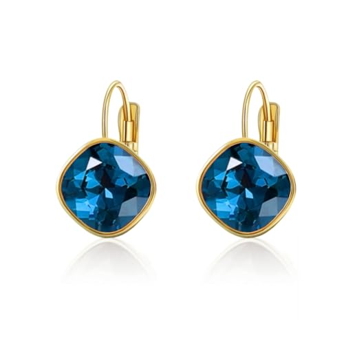 Cadeau maman fille boucles d'oreilles cristal autrichien or rose 18k