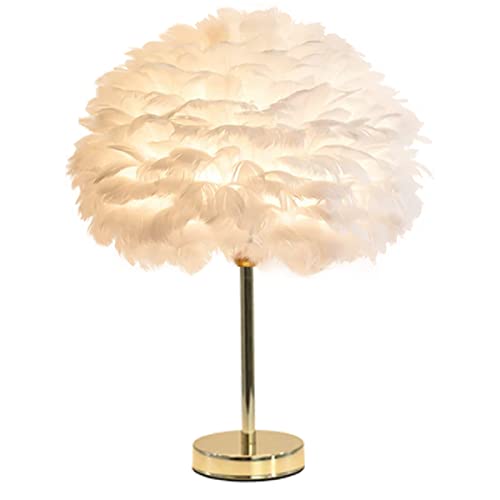 Plume Lampe de Table Chambre Lampe De Chevet Créative Romantique Simple Moderne Veilleuse Chaude Lumière Décorative Plume Bureau Abat-Jour