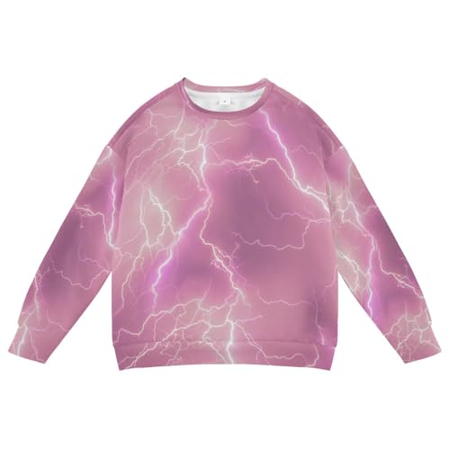 HMZXZ Kids Sweatshirt Electrifying Lightning Bolt Pink Long Sleeve Tops Crewneck Pullover Sweaters T-Shirt Electrifying Lightning for Boys Girls