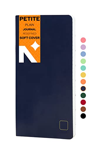 Image of NEORAH - PETITE Notebook SOFT COVER | Organiser REFILL | Unruled Notebook Journal | 110 GSM | 160 pages (Size 21.0 cm x 10.5 cm) Journaling Writing Note Taking Diary, Travellers Journal- DRAK BLUE