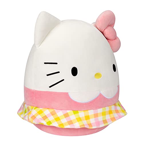 Squishmallows Sanrio 14-Inch Hello Kitty Wearing Gingham Skirt Plush - Large Ultrasoft Official Kelly Toy Plush #TOP1