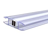 Universal 180 Degree Shower Door Magnetic Profile Seal for Glass-2-Glass Applications - 73" Long with White Magnet for 5/32", 3/16", 1/4" or 5/16" Glass - Pack of 2