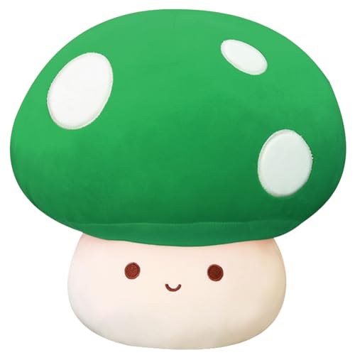 SNOWOLF Mignon 3D Champignon en Peluche Kawaii Oreillers en Peluche Cadeau pour Filles Enfants Femmes Décor Noël Saint Valentin Fête (23 cm, Vert)