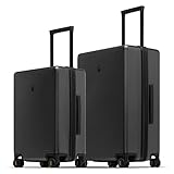 LEVEL8 Maletas de Viaje Maleta Cabina Liviano 100% Policarbonato Diamante Textura Maleta Rígida, Equipaje a Cabina Aprobado por la TSA con 8 Ruedas Giratorias Juego de 2 Piezas (40L+65L), Gris