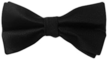 The Tie Bar 100% Woven Silk Black Solid Satin Boys Clip-on Bow Tie
