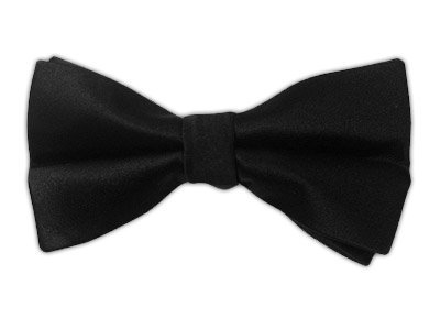The Tie Bar 100% Woven Silk Black Solid Satin Boys Clip-On Bow Tie #TOP5