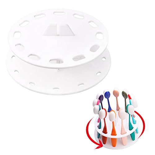 Yoseng 12 Hole Round Shape Drying Rack Storage Display Bracket Shelf Holder,Spinning Storage Caddy For Oval Ink Blending Brushes Blender（White） #TOP5