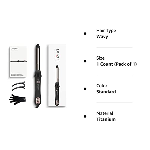 Prizm 1 Inch Wavy Professional Rotating Curling Iron, Nano Titanium Auto Spin Curling Wand Hair Curler With 11 Adjustable Temps 250°F To 450°F, Anti-Scald & Dual Voltage #TOP6