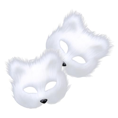 KESYOO 2pcs Costume Party Accessories Opera Mask Fox Cloak Costume Mask Masks Rhinestone Halloween Decor Mask Made Costumes Cat Themed Mask Realistic Plush White