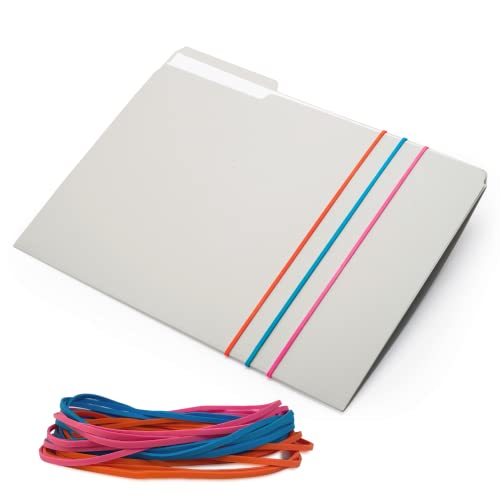 Image of Alliance Rubber 07800 Non-Latex Brites File Bands, Colored Elastic Bands, 50 Count (Pack of 2) (7 inch x 1 /8 inch, Assorted Bright Colors in Resealable Bag),Blue /Orange /Pink