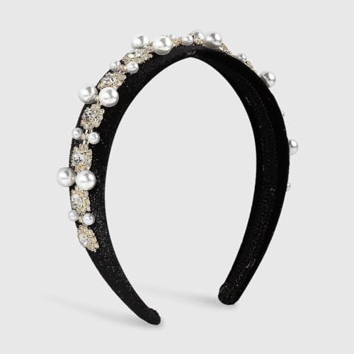 Bandeau baroque anti maux de tête avec perles et strass pour coiffure volumineuse