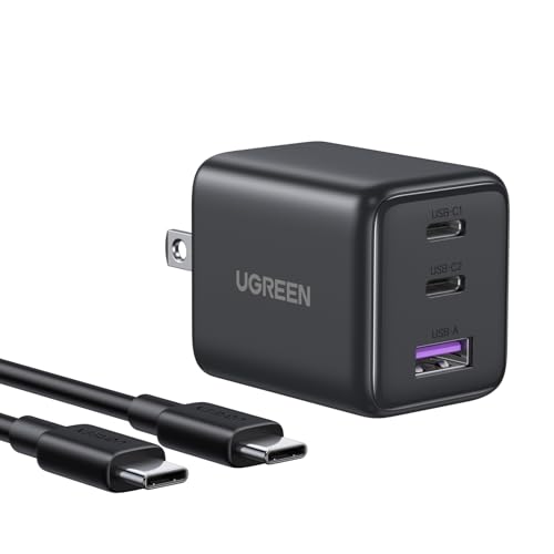 UGREEN 3-Port 30W USB C Charger, GaN II Compact iPhone Charger Fast Charging, Type C Power Adapter for iPhone 17/16/15 Series, Galaxy S26/S25/24, iPad, MacBook Neo/Air, Matt Black (Cable Inc