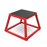 ActiveTrail 12 Inch Plyometric Jump Box, Steel Plyo Platform and Jumping Box, Anti-Slip Exercise Step Up Box for Home Gym Training,Red