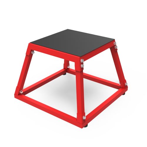 ActiveTrail 12 Inch Plyometric Jump Box, Steel Plyo Platform and Jumping Box, Anti-Slip Exercise Step Up Box for Home Gym Training,Red